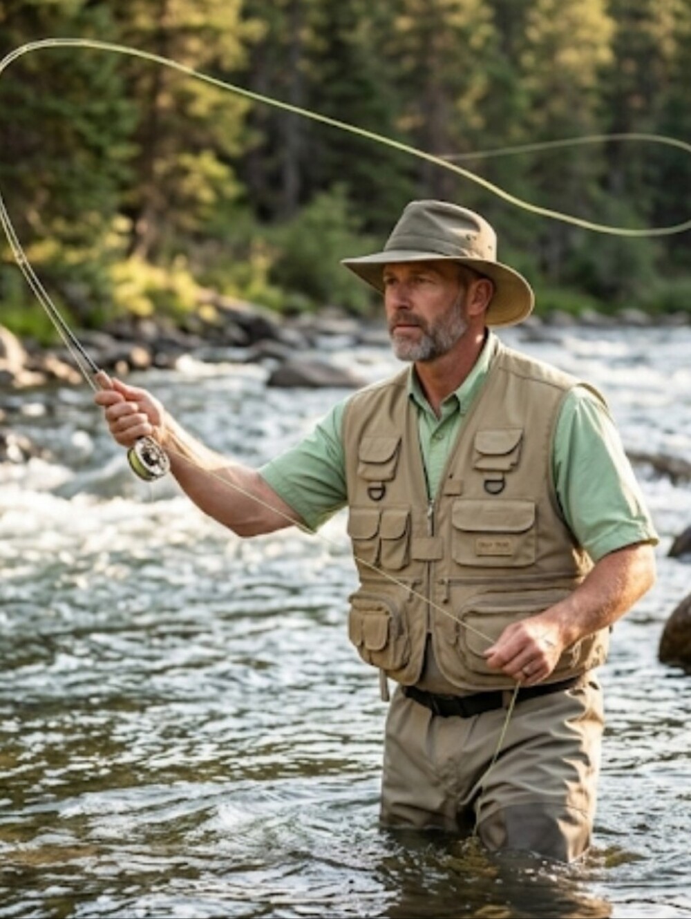 Master Sportsman Khaki Fly Fishing Utility Cargo Vest Men's Size X-Large